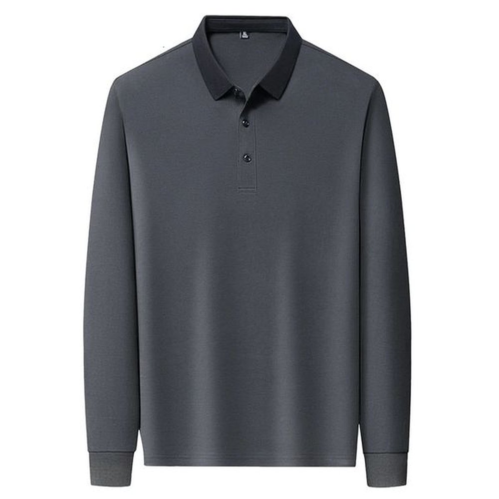 Simplicity Business Casual Mens Spring Autumn Lapel Solid Button Fashion Casual Office Social Long Sleeve Polo Shirts Tops 241015