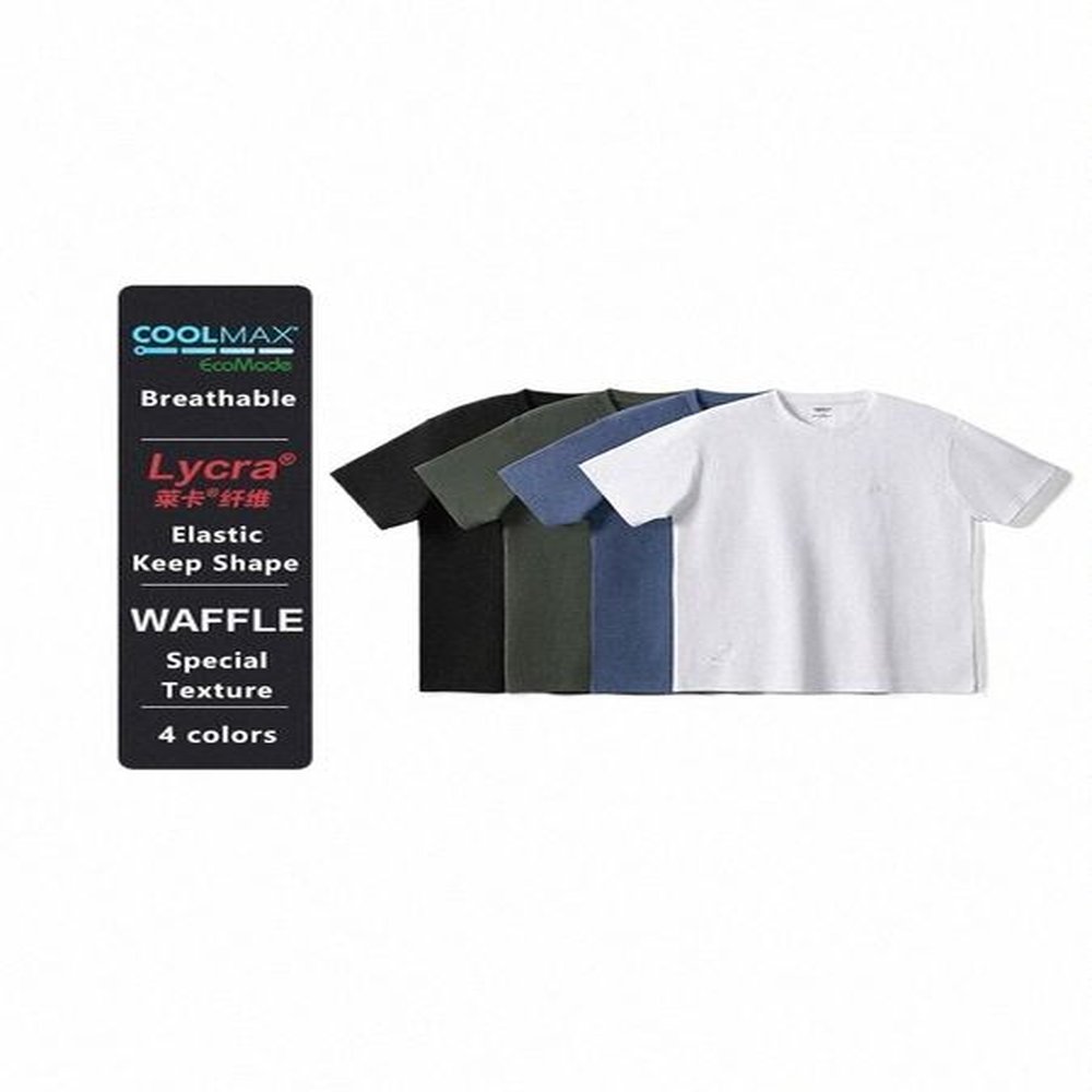 simwood 2024 Summer New Oversize 250gsm Breathable Coolmax Fabric Waffle Texture T-shirts Men High Quality Plus Size Tops B3aZ#