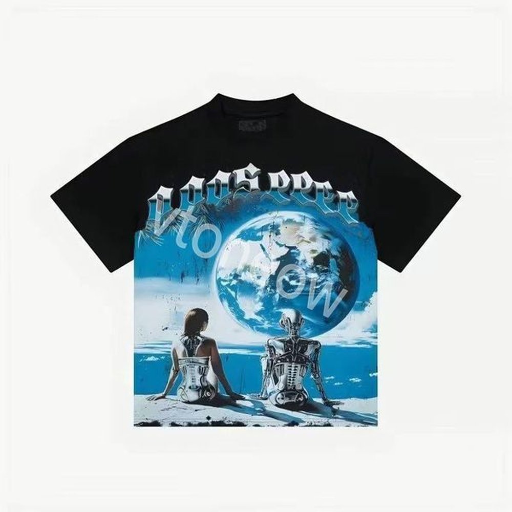 2025 skeletongods shirt designer t shirt mens shirt graphic tee clothe beach hipster fabric cotton Street graffiti Letter foil all print Vin