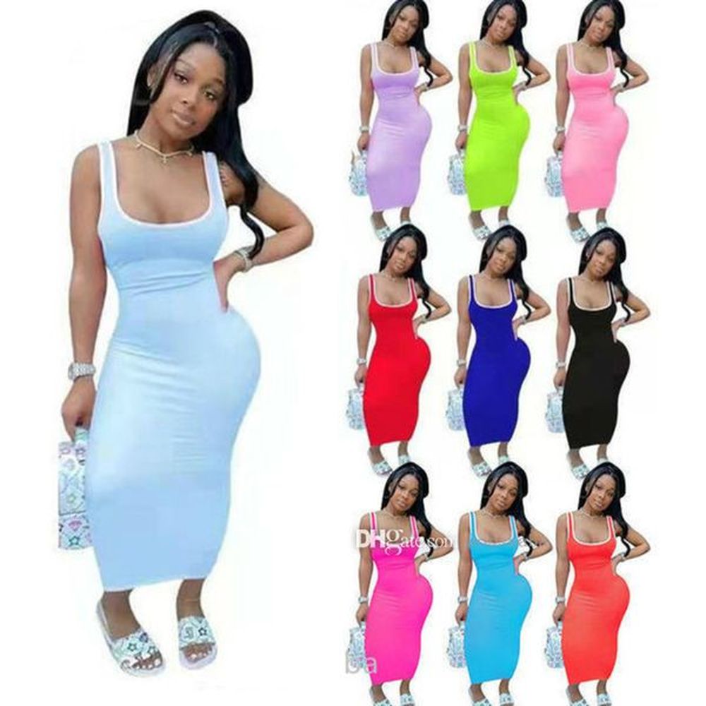 skirt summer casual dresses one piece scoop neck womens solid