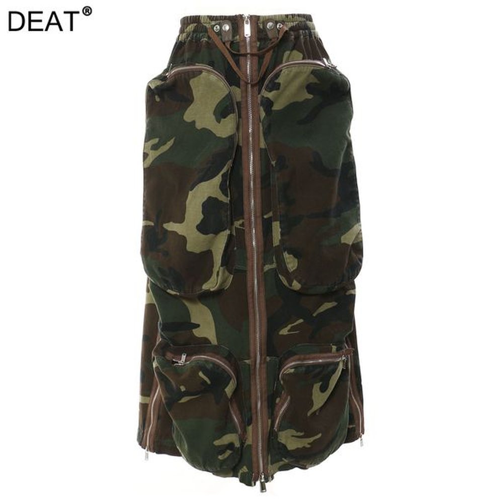 skirts deat fashion womens skirt high waist camouflage threedimensional zipper