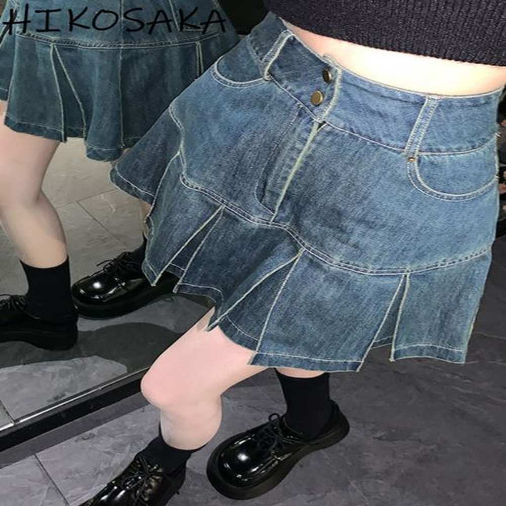 skirts fairycore yk aesthetics aline patch work fold ski high