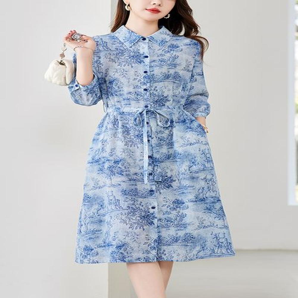 skirts for women ink wash style silk lace up dress