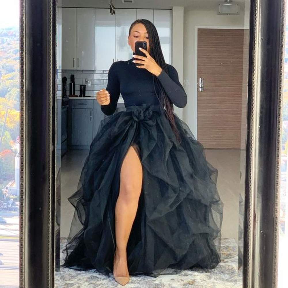 skirts long layered for womens elegant solid maxi tutu