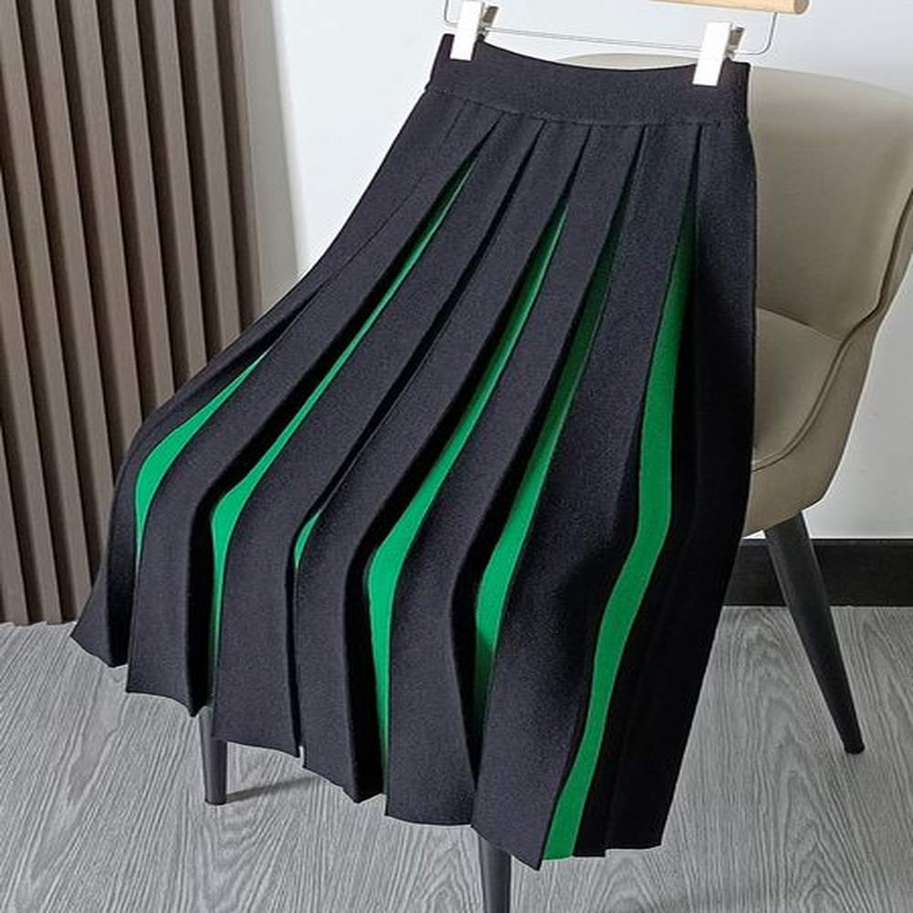 skirts women autumn winter skirt thick knitting color temperament tender
