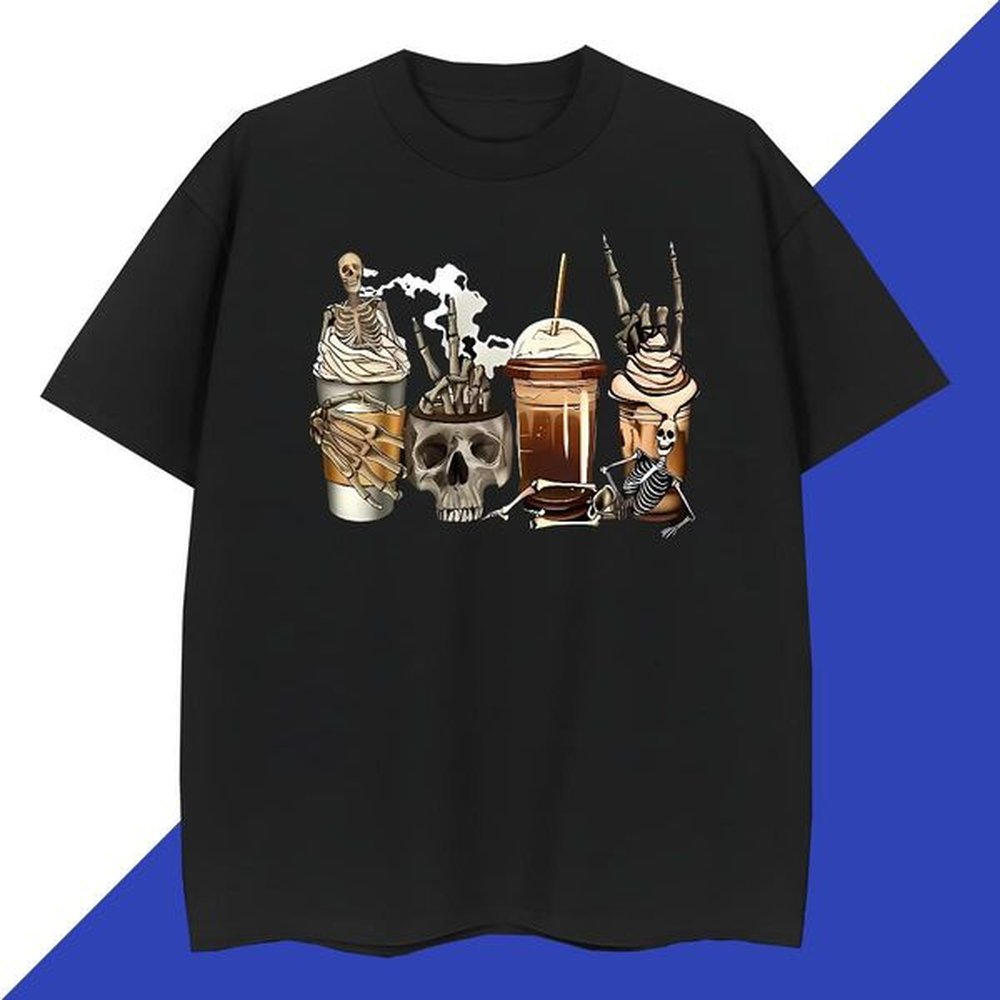 2024 skull Men Tshirts 230g Cotton T shirt Custom Cartoon Beach Crew Neck Breathable Loose Clothings
