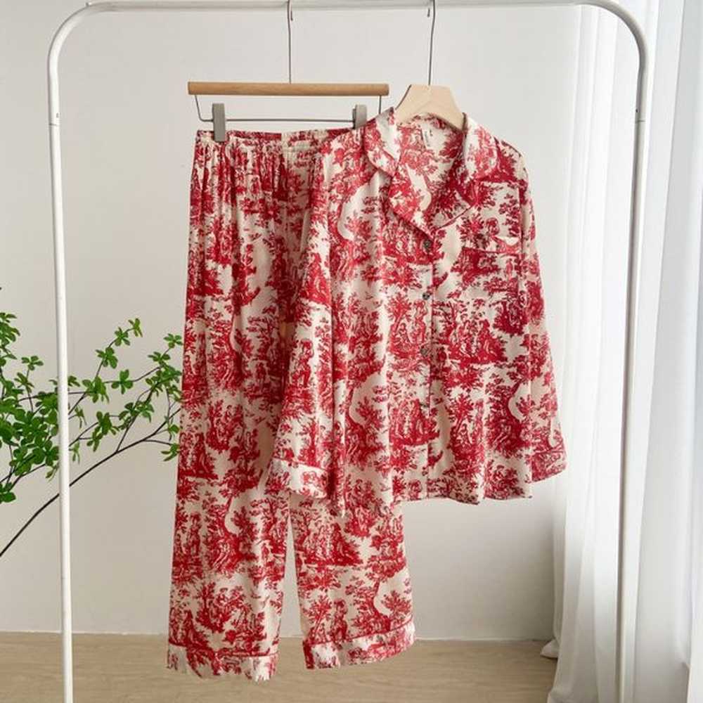 sleepwear silk womens pajamas summer ice long sleeve pants