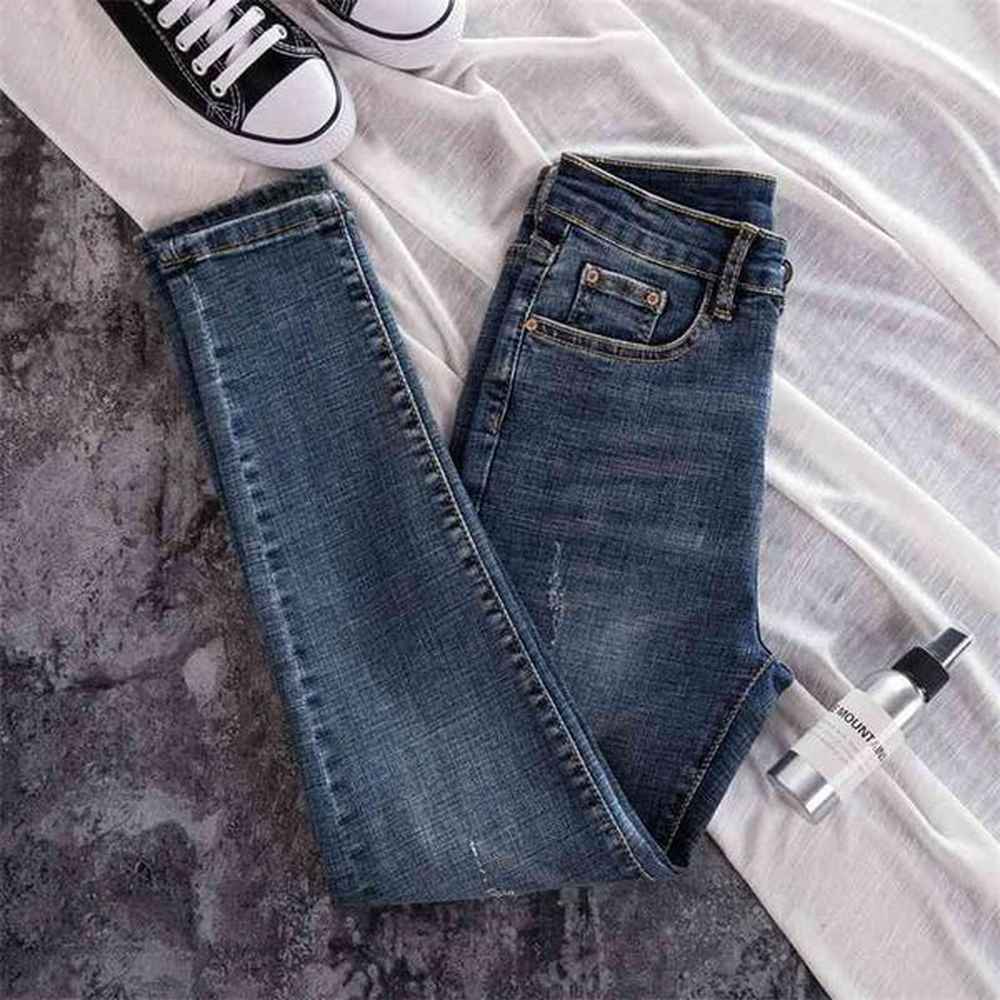 slim blue skinny jeans for women high waist woman denim