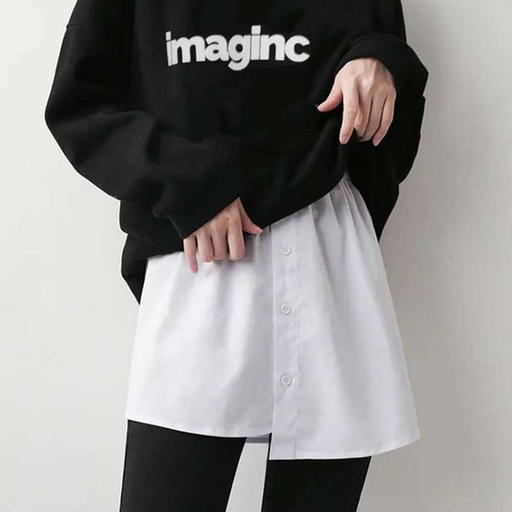 small fart curtain paired with hoodie base artifact fake hem