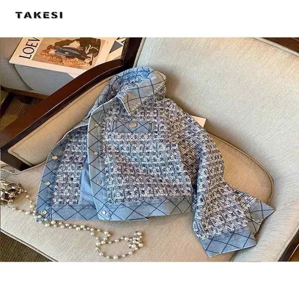 small fragrance tweed coat womens spring blue french celebrity temperament