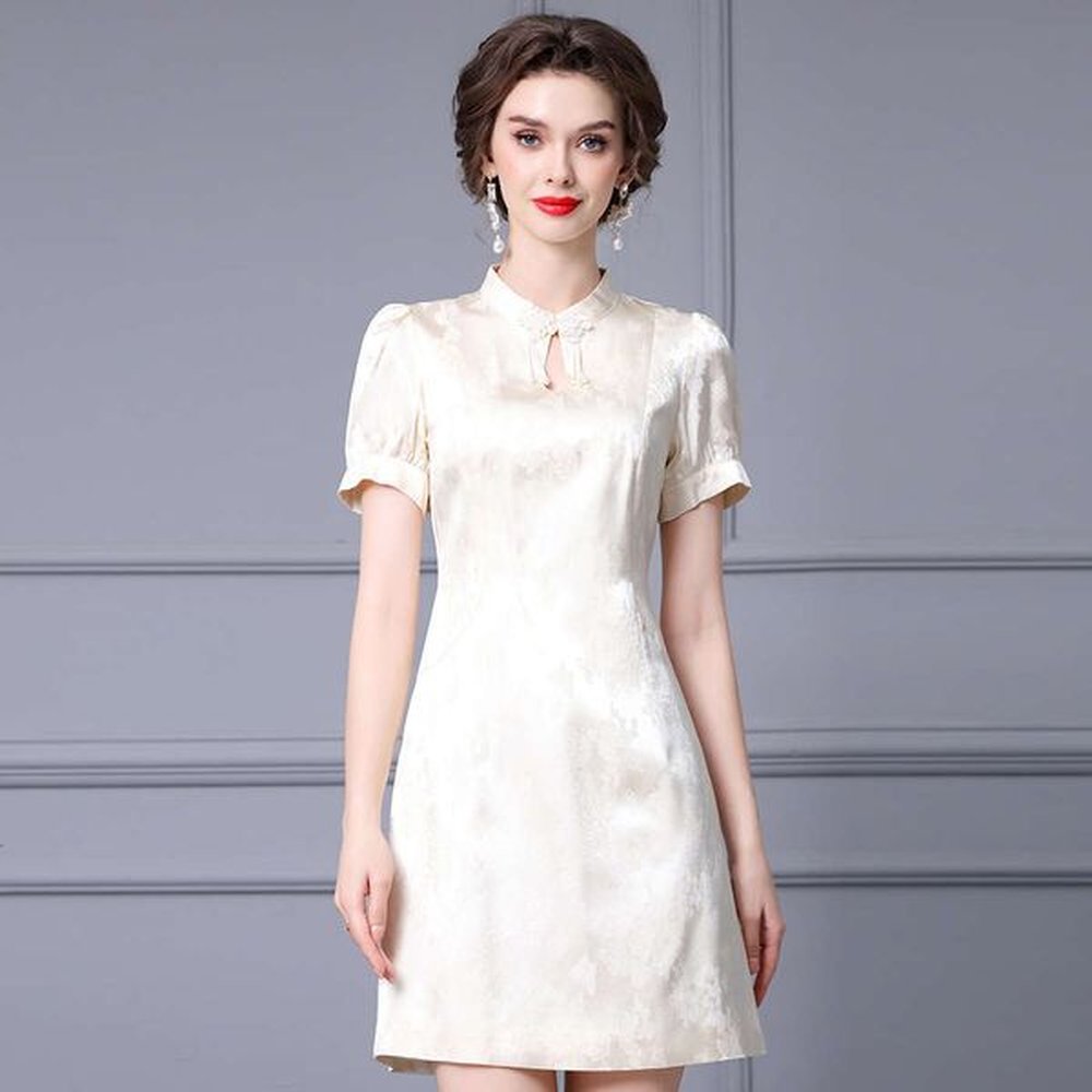 smart elegant ladies improved cheongsam skirt with stand up collar