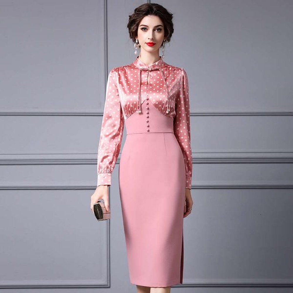 smart elegant temperament new chinese style dress with stand up