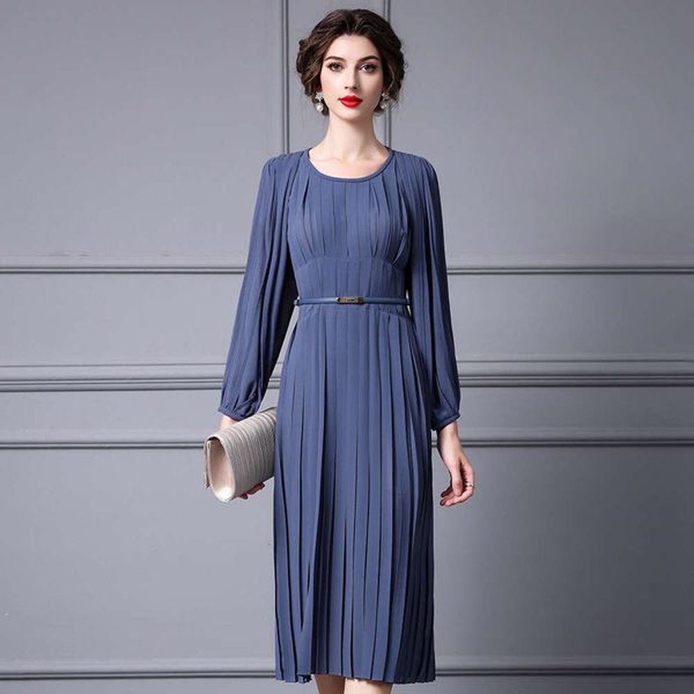 smart elegant womens temperament dress with waist cinching and lace