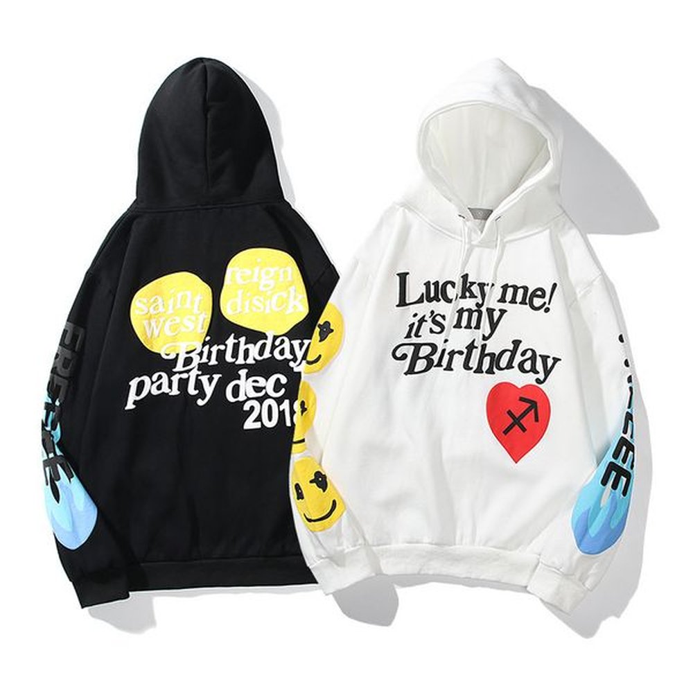 Smile Lucky Me Foam Letter Flame Hoodie Men and Women Stranger Things Oversize Loose Sweatshirt Hooded Casual hoodie