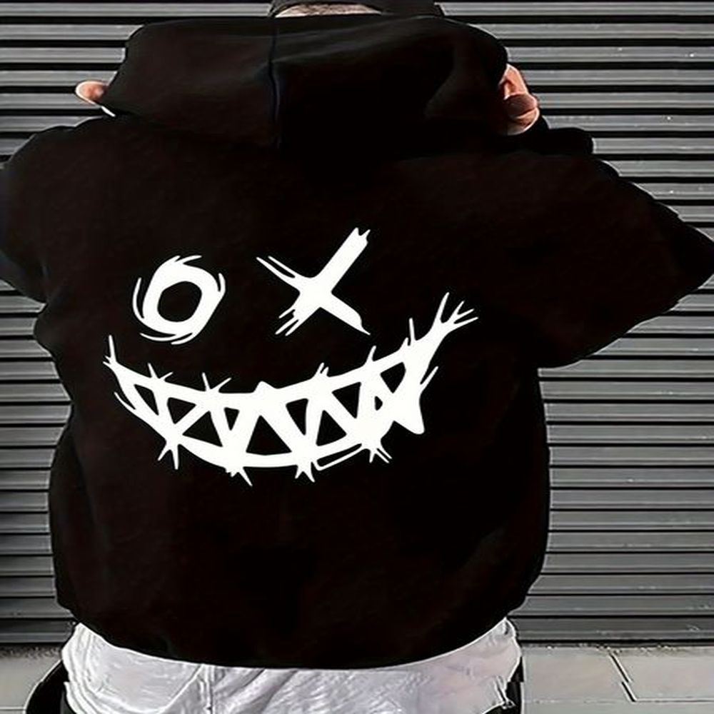 Snicker face Men's New Fashion Trend Pocket Graphic Hoodie Sweatshirt Pullover Casual Long Sleeve c916a230