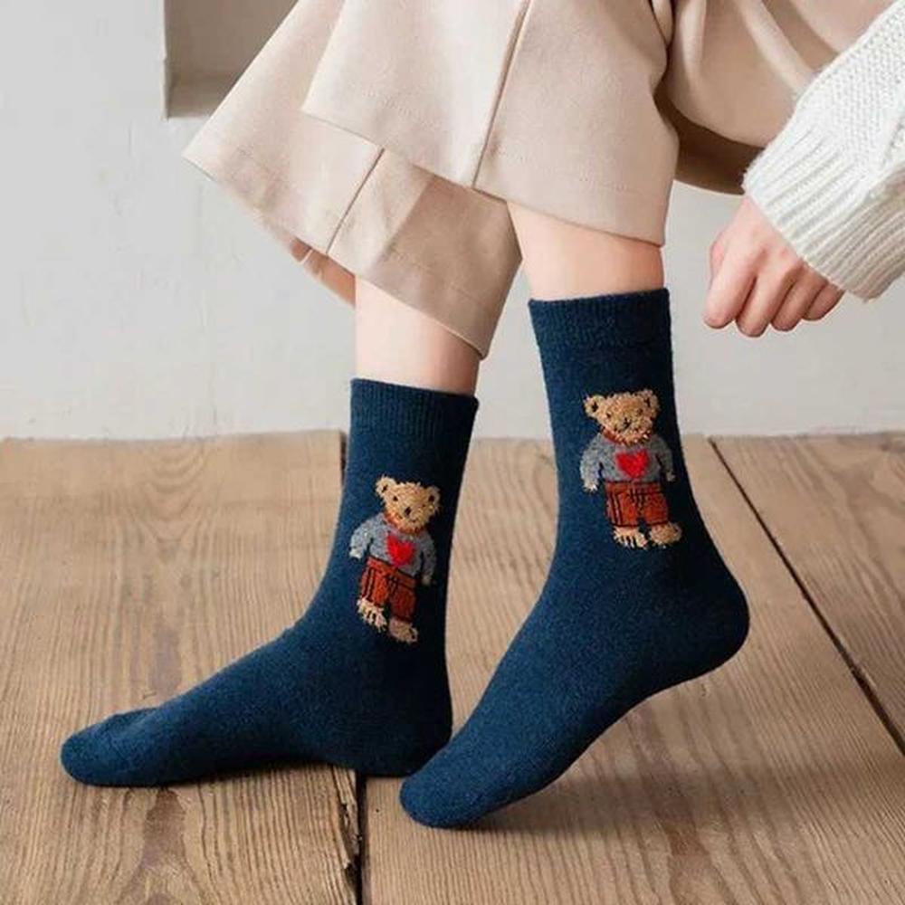 socks hosiery womens cartoon bear socks autumn thick warm socks
