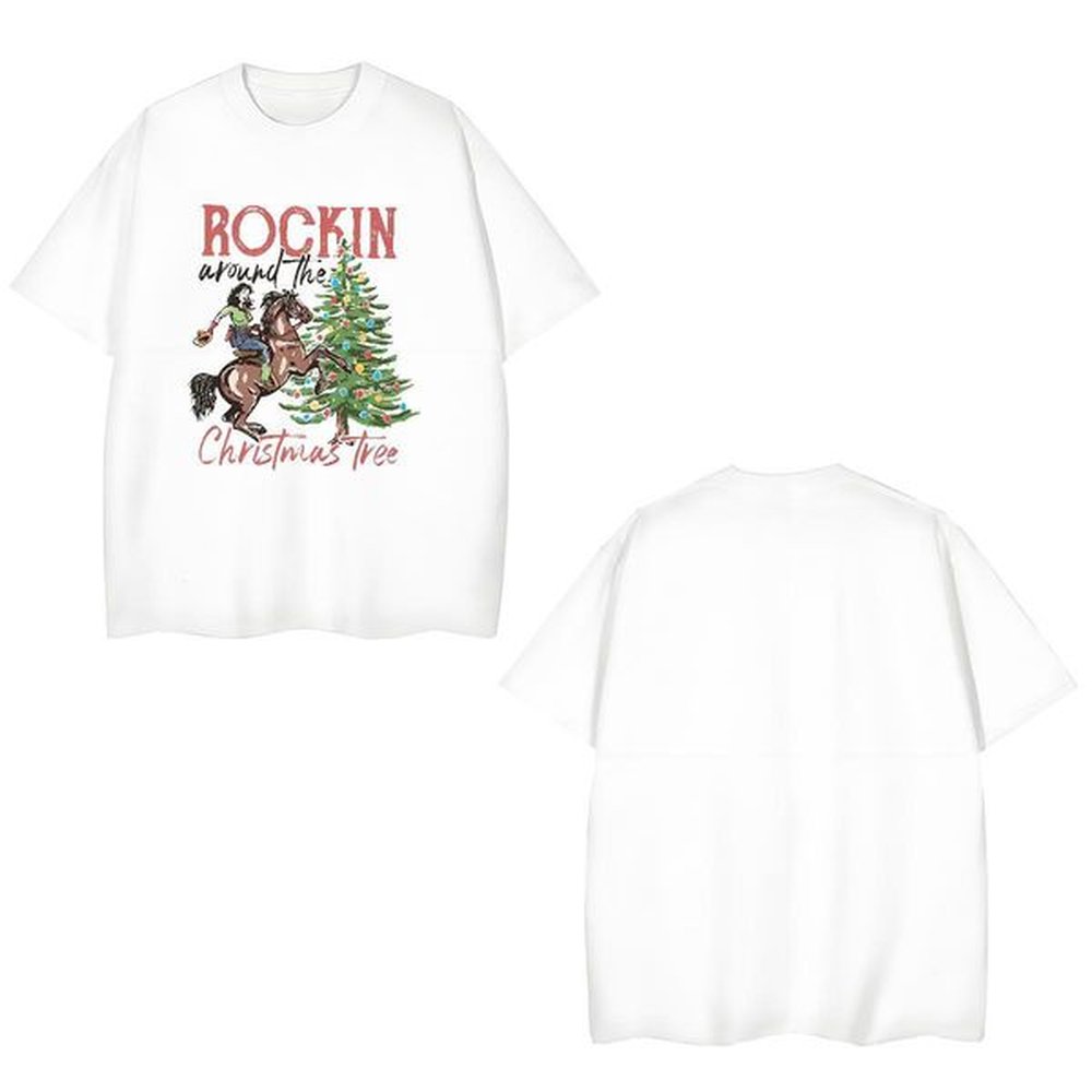 Soft Men T Shirts Christmas tree Crew Neck Sport Cartoon Print 230g Cotton Tshirt for Man Woman Custom Tees Shirts