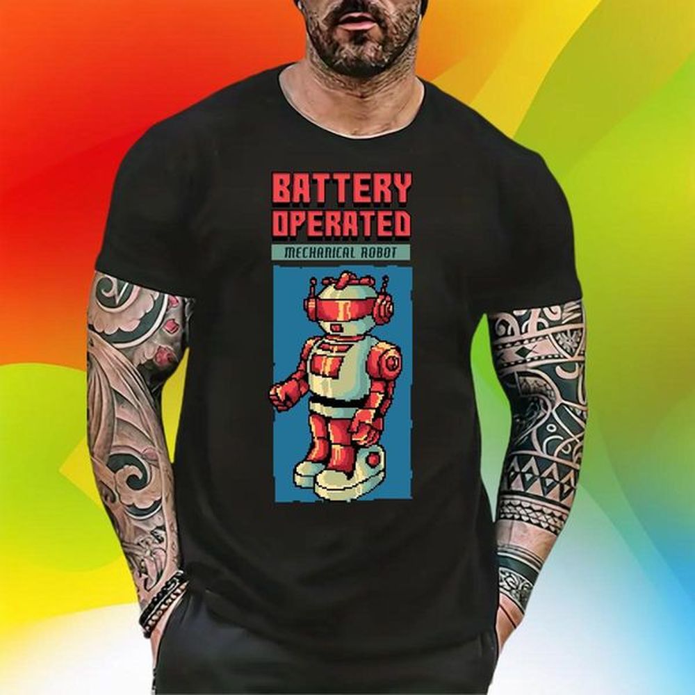 Soft Men Tshirts robot 230g Cotton Casual Beach Breathable Man T Shirts Floral Print Brand Tops Tees