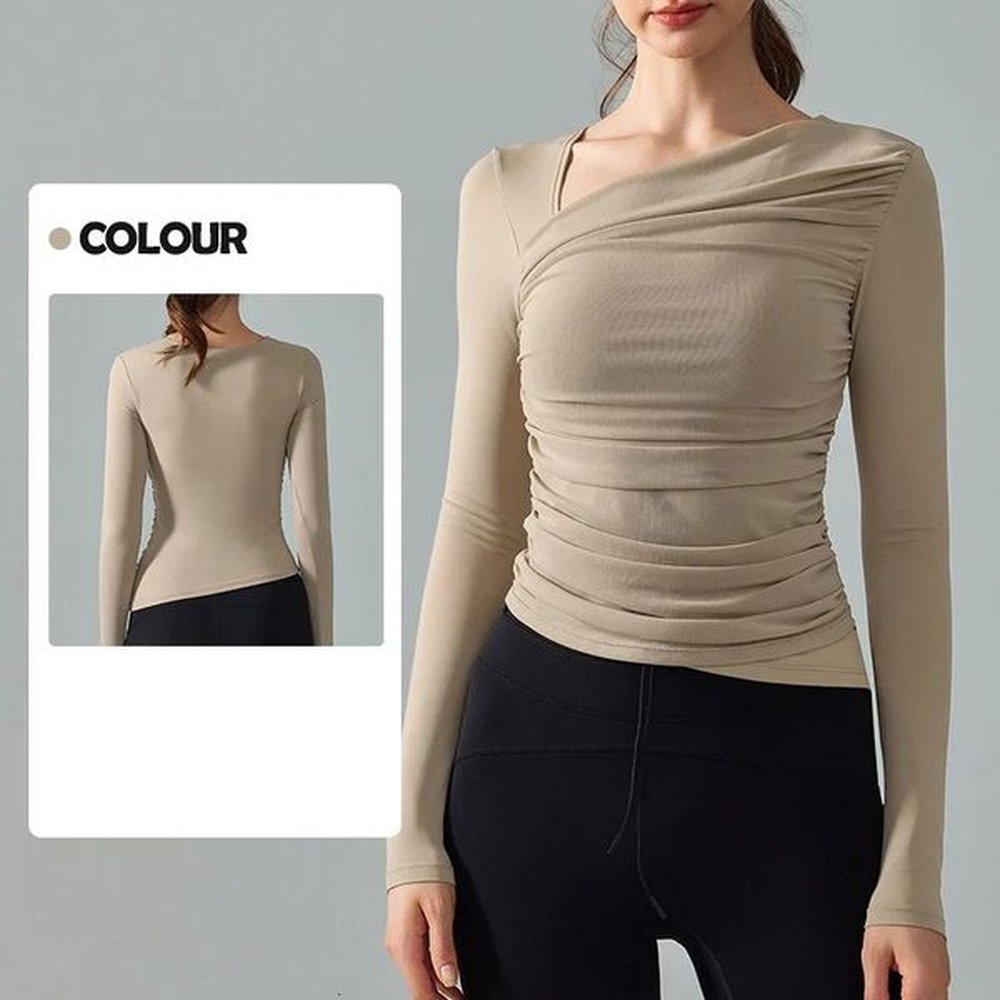 soft mesh yoga long sleeved shirt slim fit sports tshirt