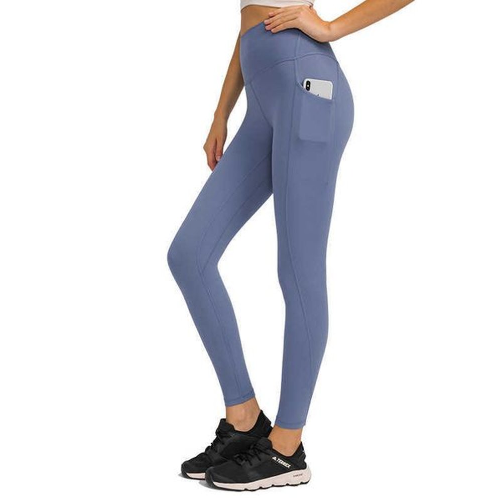 soft waxy skin friendly yoga pants side pocket slim fitness