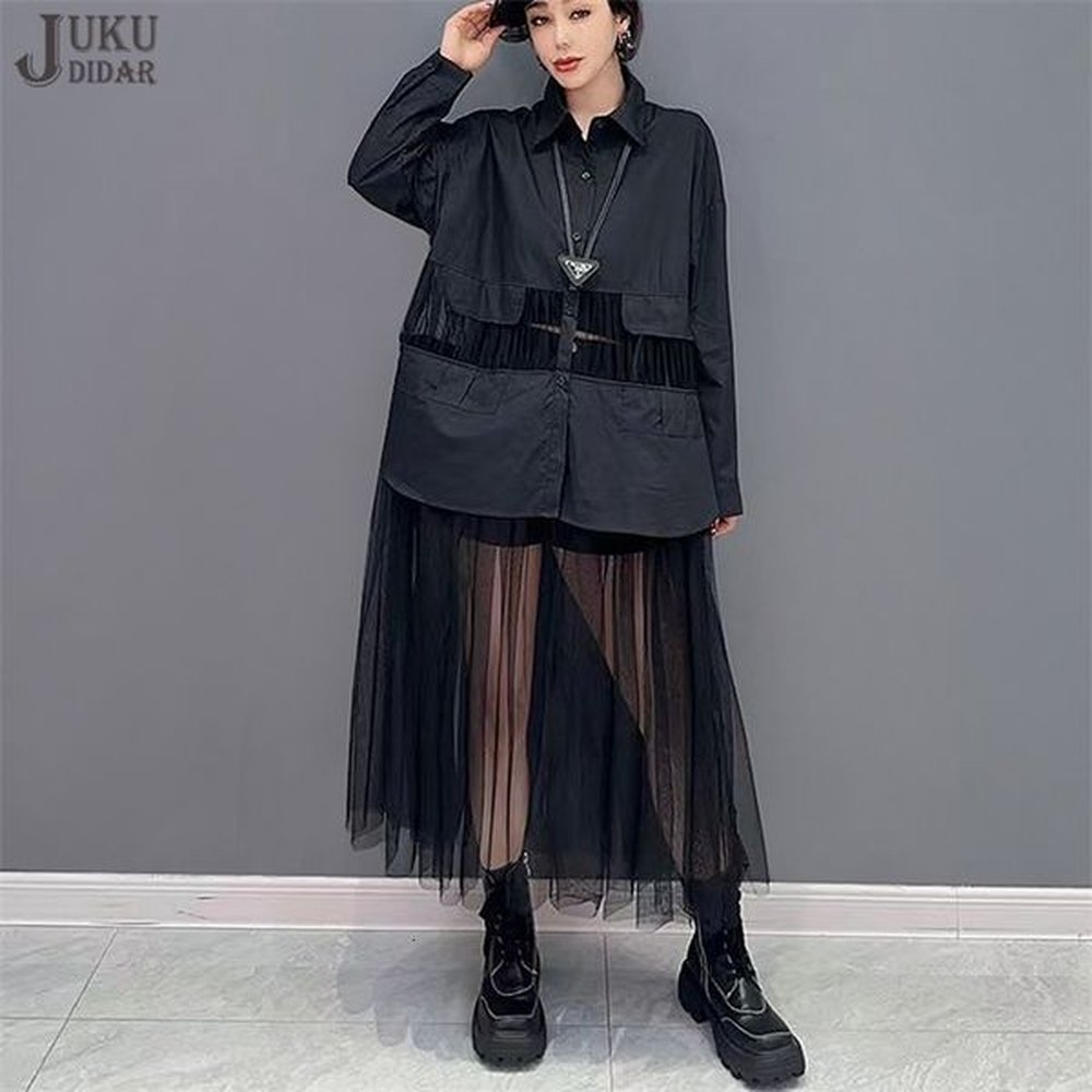solid black mesh adds womens long sleeved shirt with hollow