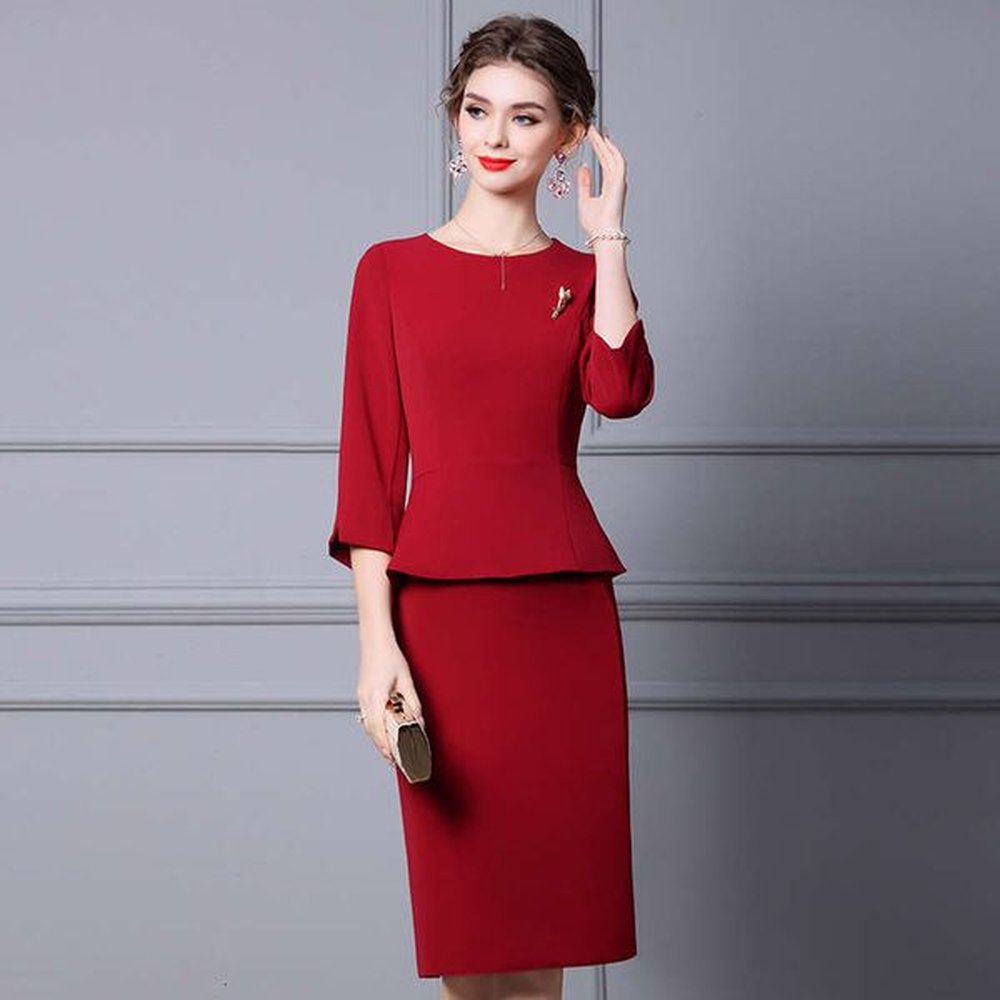 solid color dress autumn new item highend fake two