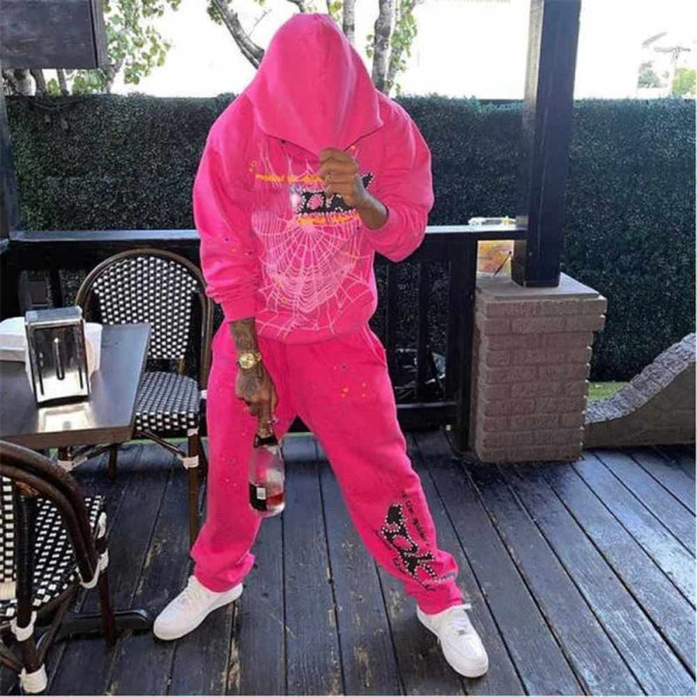 spider hoodies Young Thug Men Women Hoodie High Quality Foam Print Spider Web Graphic Pink Sweatshirts y2k Pullovers S-2XL Designer Hoody Tr