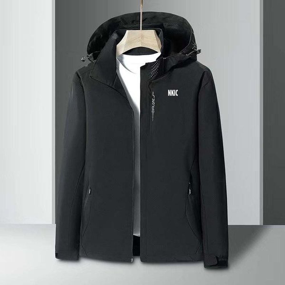 Spring And Autumn Brand Men's Windproof Zipper Black Jacket Casual letter printed Hooded Baseball Outdoor Sports Plus Size M-5XL