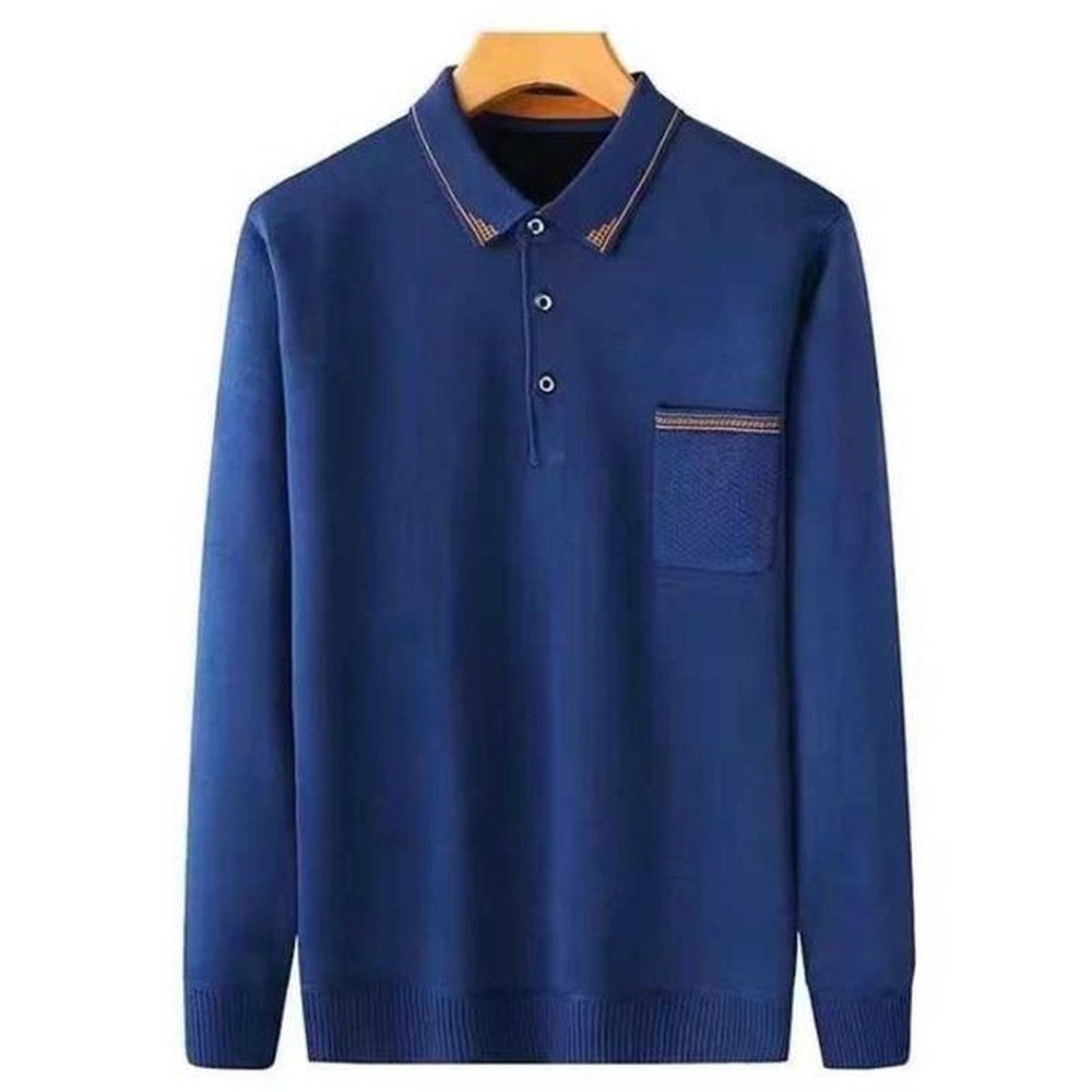 2023 Spring and Autumn Business Casual Pocket Button Long Sleeve Solid Loose Fashion Simplicity Commuting Versatile POLO ShirtX240912