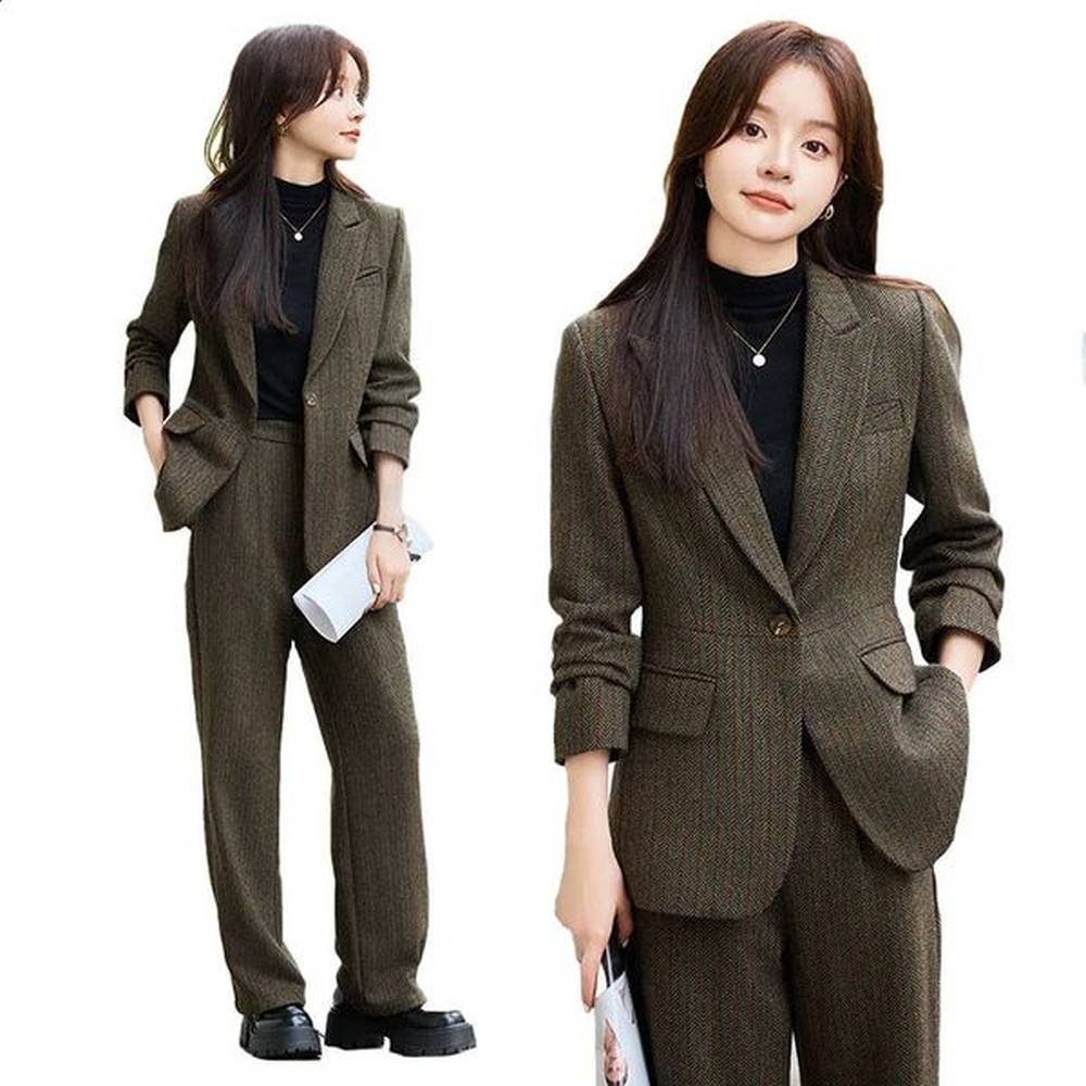 spring and autumn fashion wool blends blazer coat trousers