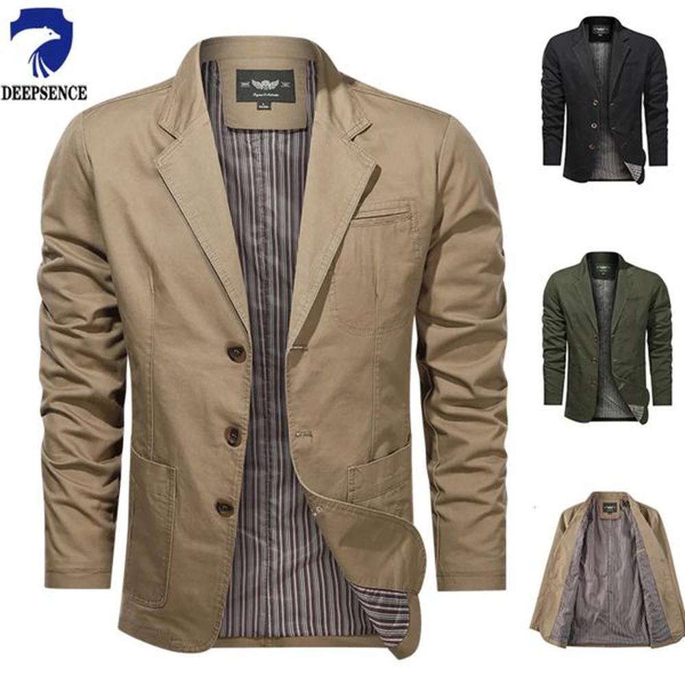 Spring and Autumn Men Retro Solid Color Suit Business Wide Loose Threebreasted Multipocket Casual Regular Jacket Coat 241228
