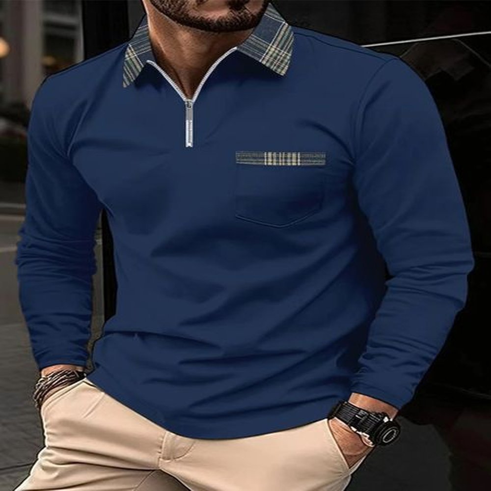 Spring and Autumn Mens Polo Zipper Shirt Pocket Collar Shirt Sports and Leisure Polo Shirt Mens FD08244360 250110