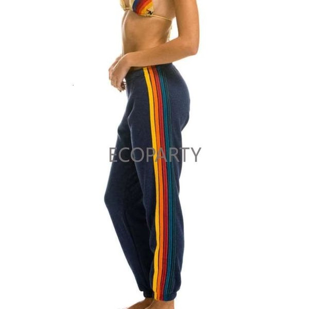 spring autumn clothing new rainbow strip womens health sports
