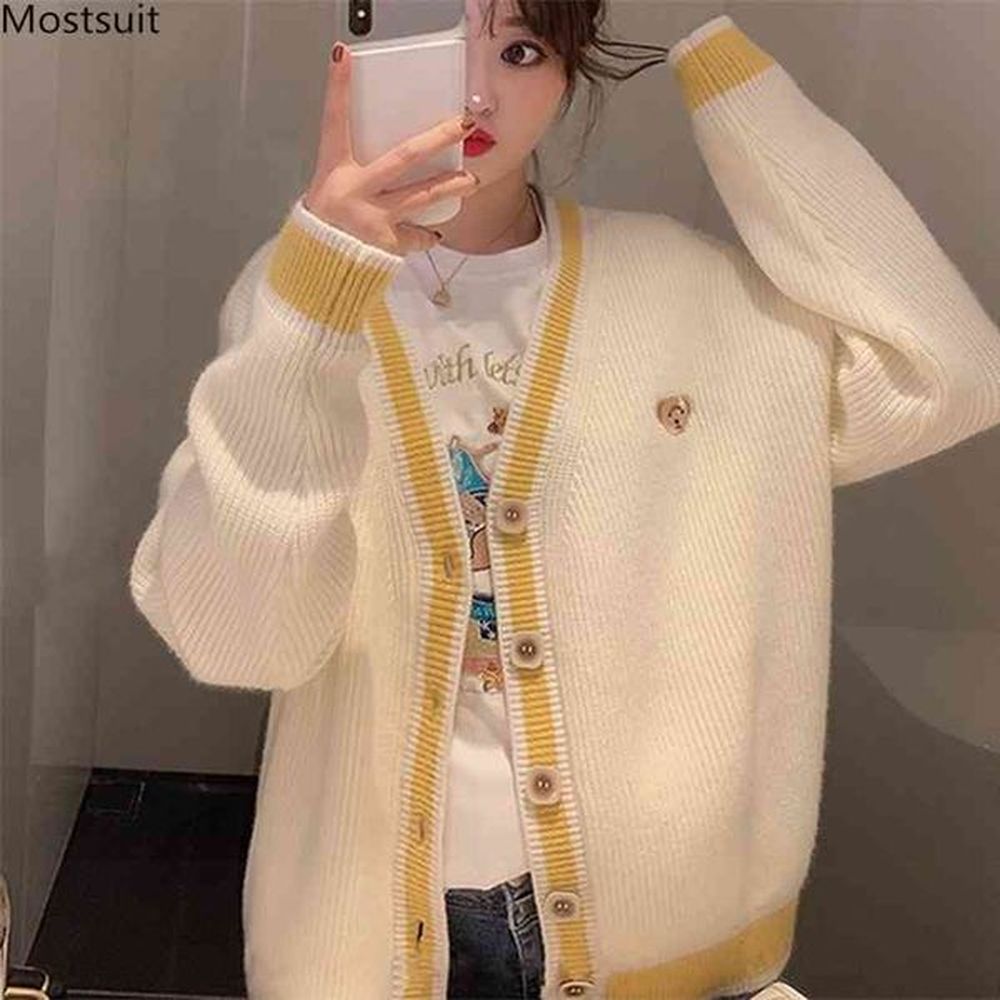 spring autumn elegant sweaters tops for women yellow loose knitted