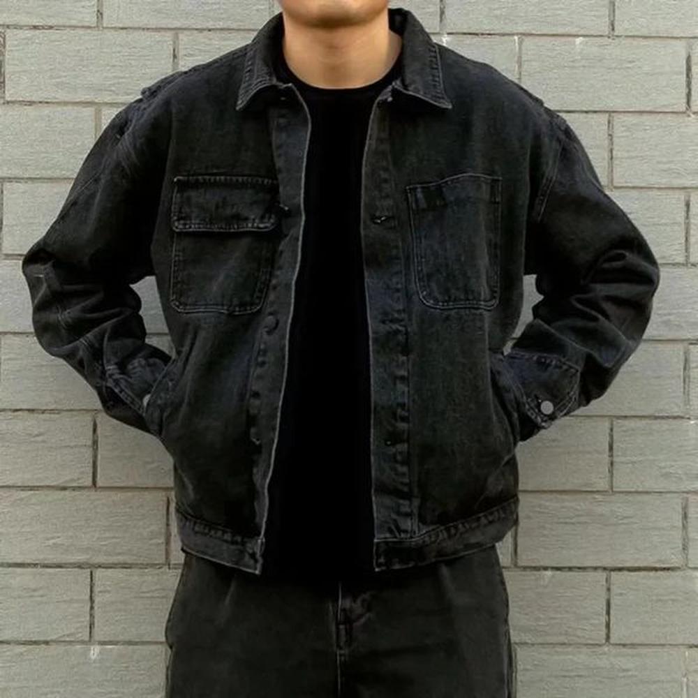 Spring Autumn Mens Casual Denim Jacket Loose Fit Versatile Trendy Workwear Top For Men Clothing 241025