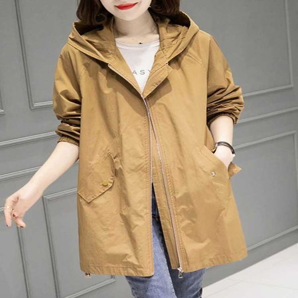 spring autumn new thin windbreaker fashion oversized hooded jacket coat