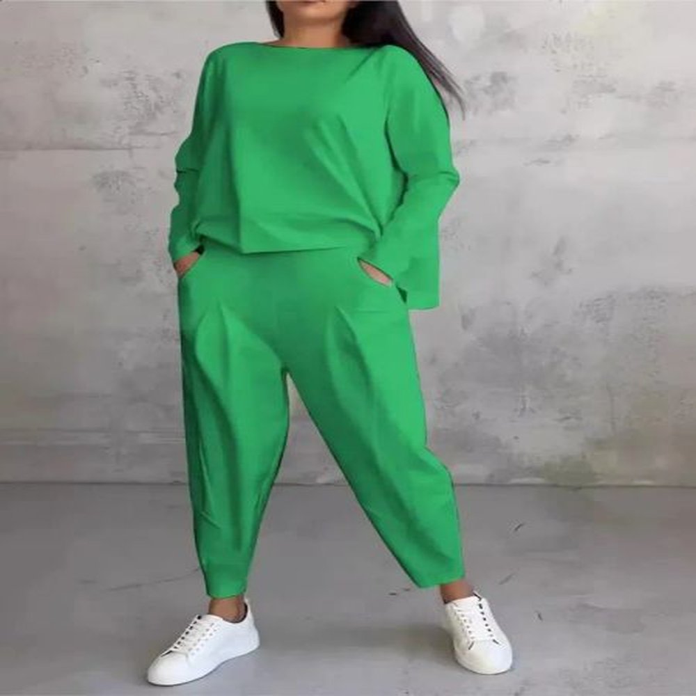 spring autumn solid womens sports suit fashion long sleeve irregular