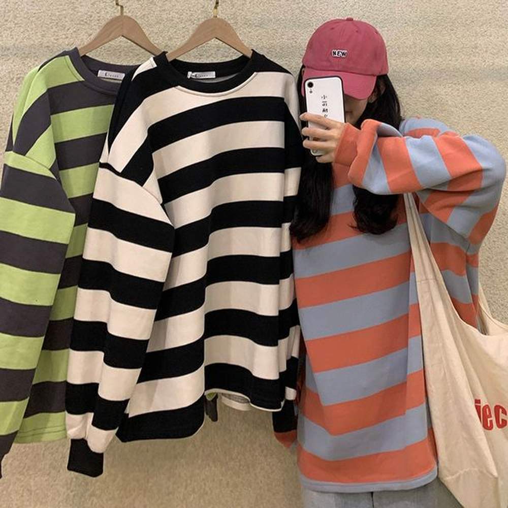 spring autumn striped hoodie women s autumn and winter korean