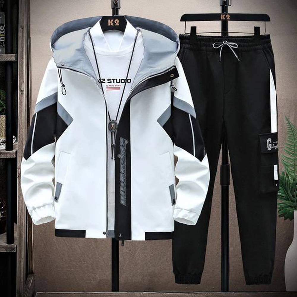 Spring Autumn Tracksuits Men Set Casual Hooded Jacket Pants Corduroy Sweatshirt Sportswear Coats Men JacketPant Suits 241223