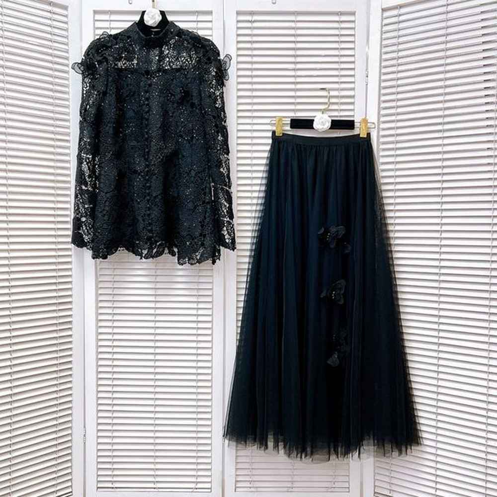 spring autumn two pieces sets skirt empire long