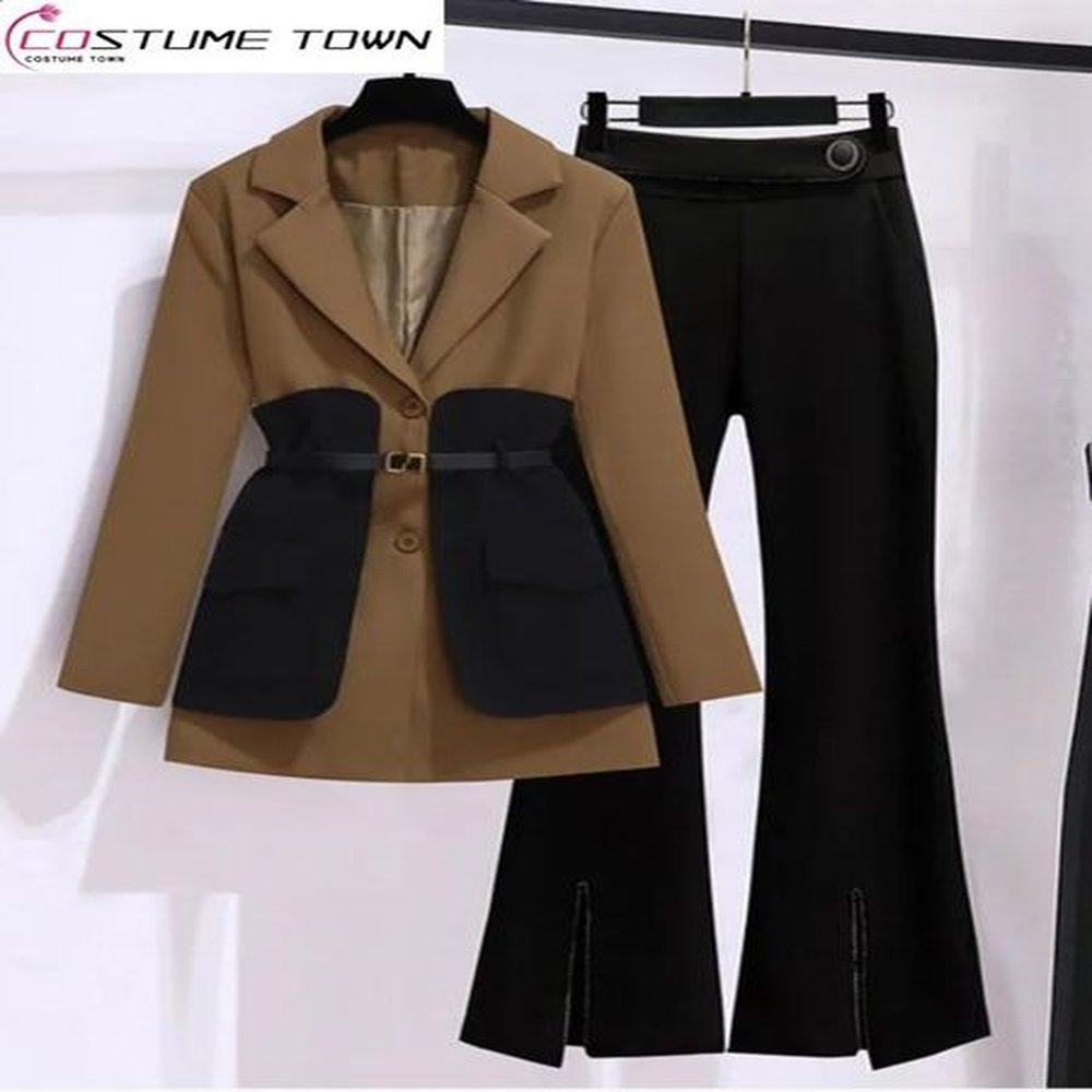 spring belt decorative patchwork jacket blazer casual expansion crying