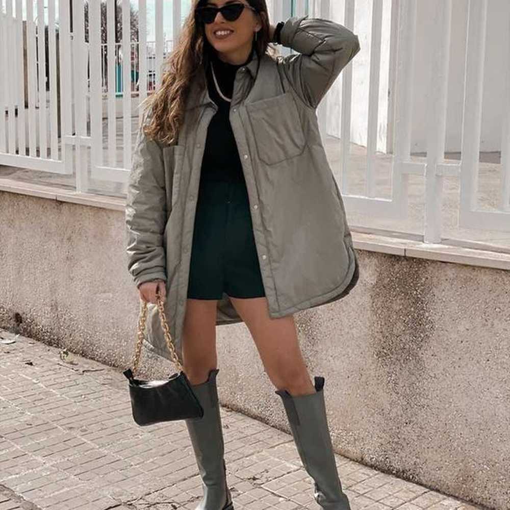 spring casual woman loose long basic pocket shirt coats female