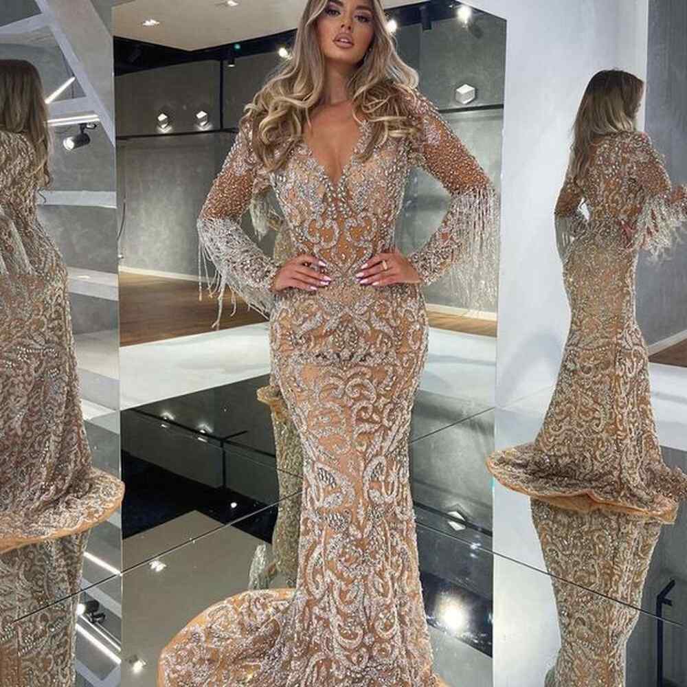 spring european american evening womens tail sprinkle gold tassel sexy