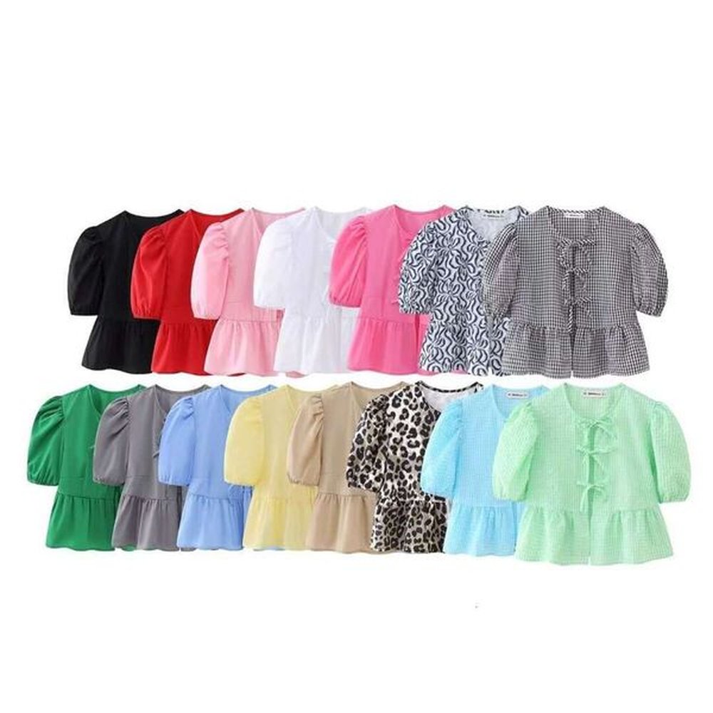 spring european and american womens street short strap bubble sleeve