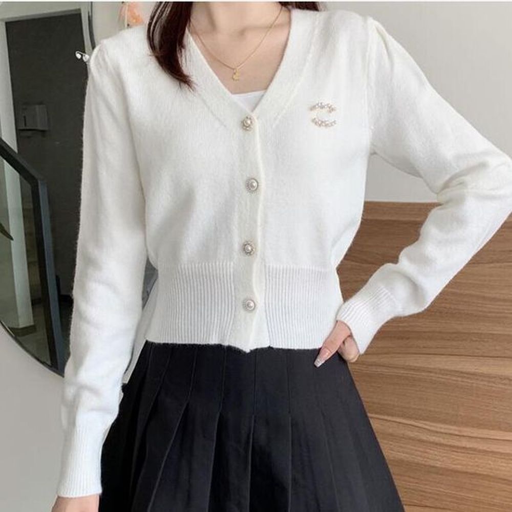 spring fall womens designer casual knitted cardigans brand new white