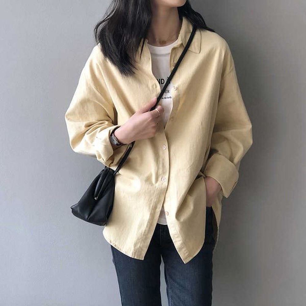 spring fashion loose casual shirt womens oversized blouses female tops