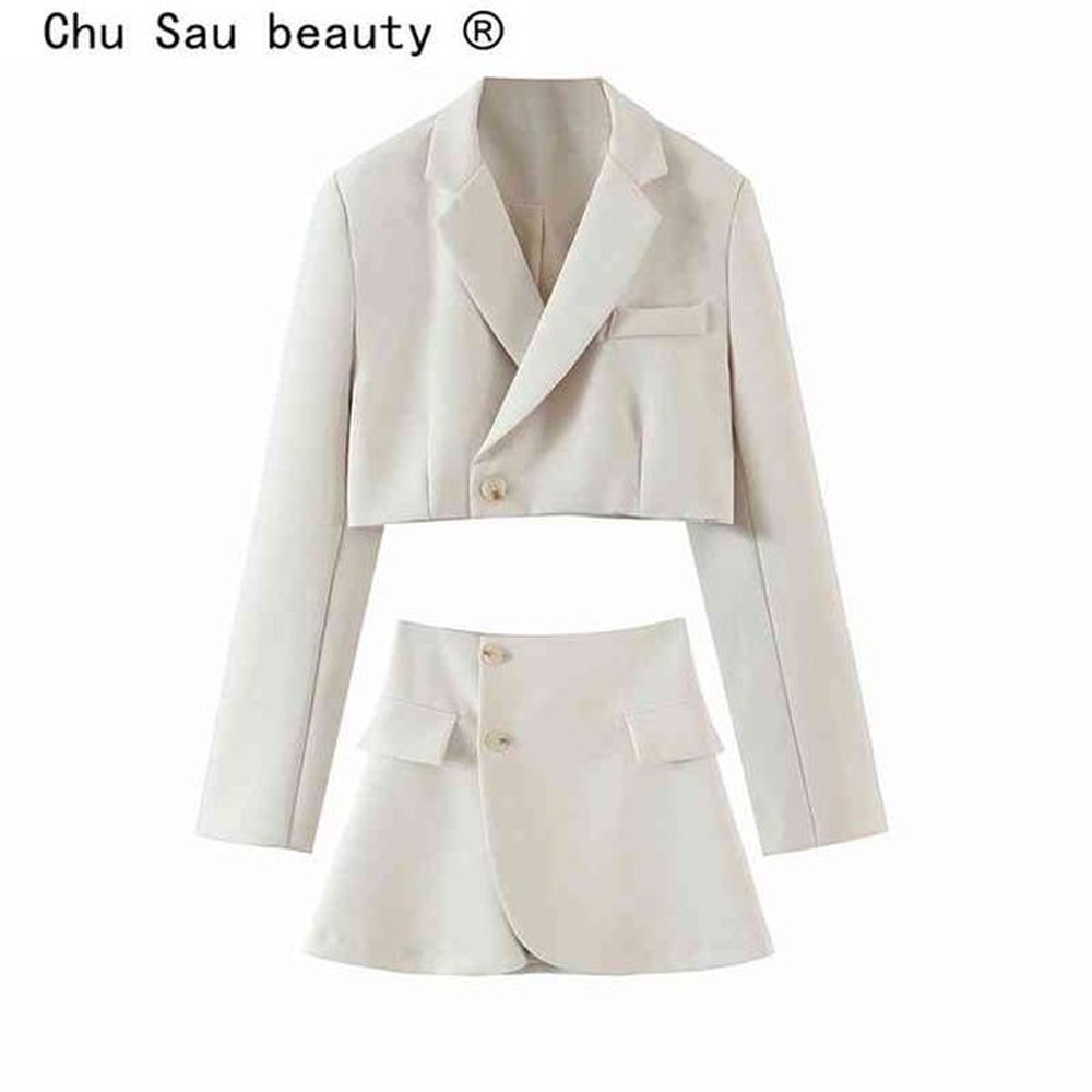 spring lapel one button short suit jacket crop top blazer