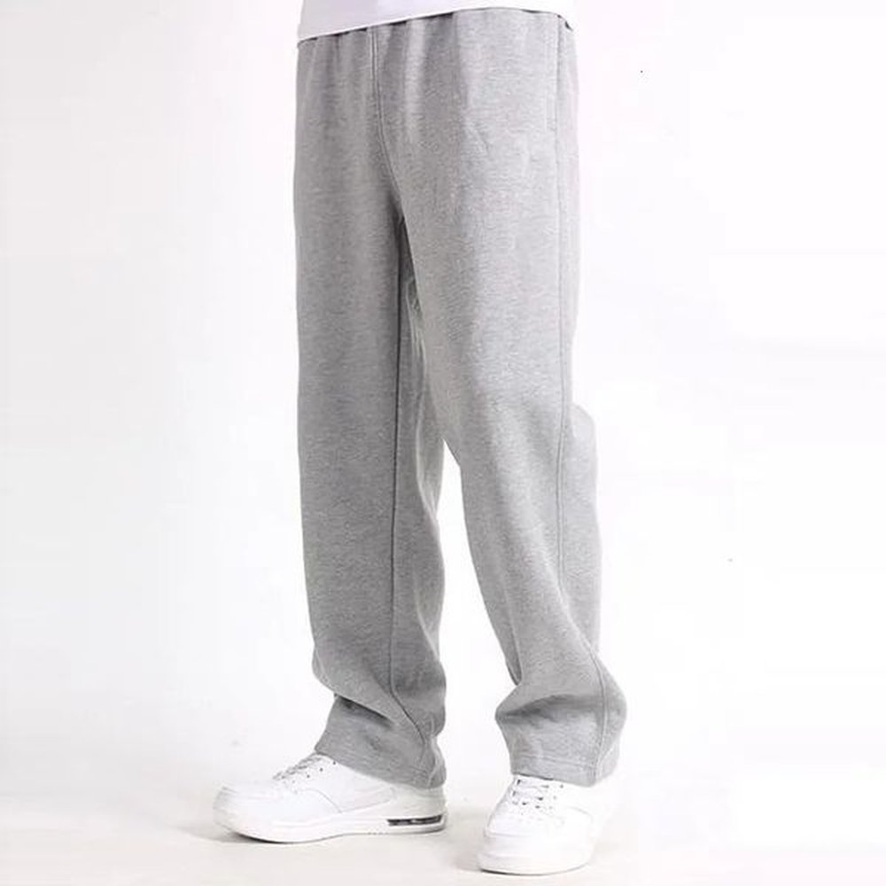Spring Men Plus Size Pants Solid Baggy Loose Elastic Cotton Sweatpants Casual Autumn Straight Trousers 240930