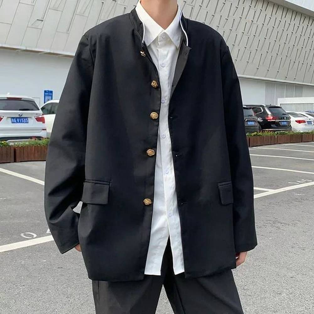 Spring Mens Casual Jacket Small Suit Japanese Style DK Uniform Student Coat Gakuran Youth Fashion Clothing 250208