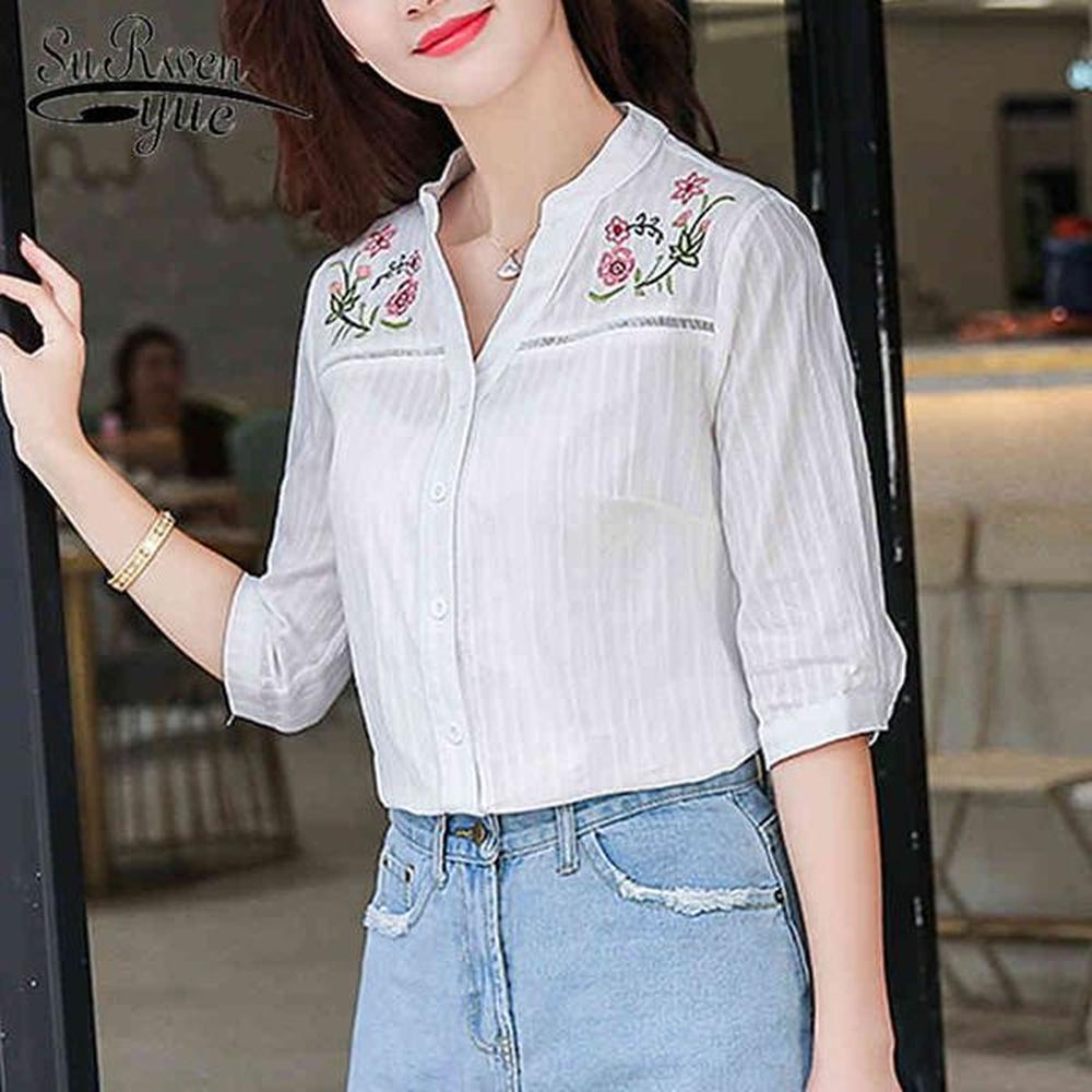 spring summer elegant sweet women blouses shirt lady white hollow